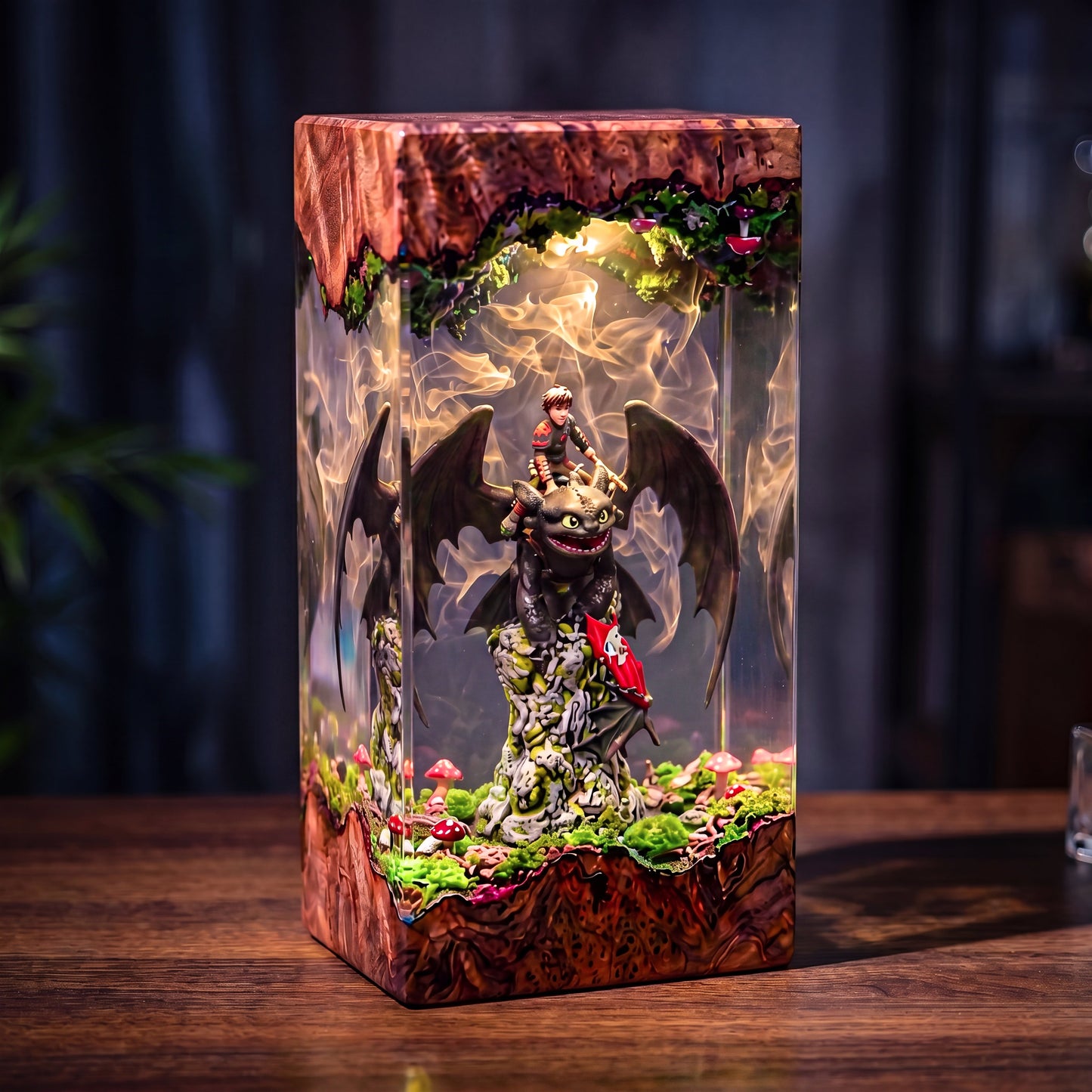 Hiccup and Toothless Resin Lamp