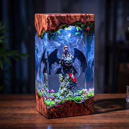 Hiccup and Toothless Resin Lamp