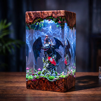 Hiccup and Toothless Resin Lamp