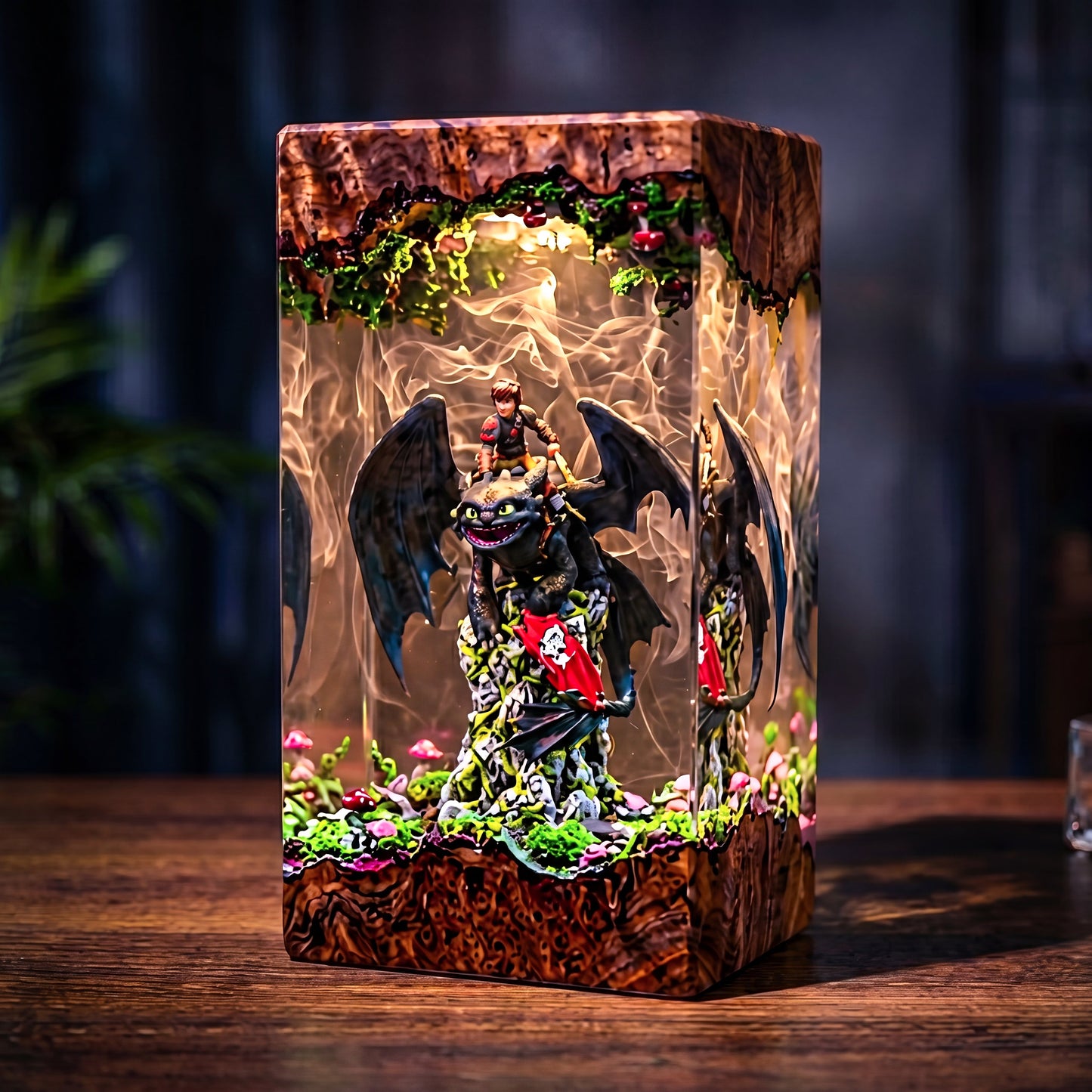 Hiccup and Toothless Resin Lamp