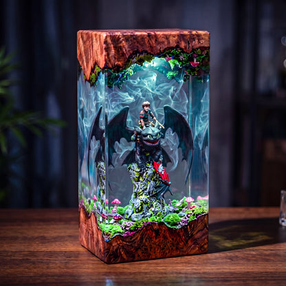 Hiccup and Toothless Resin Lamp