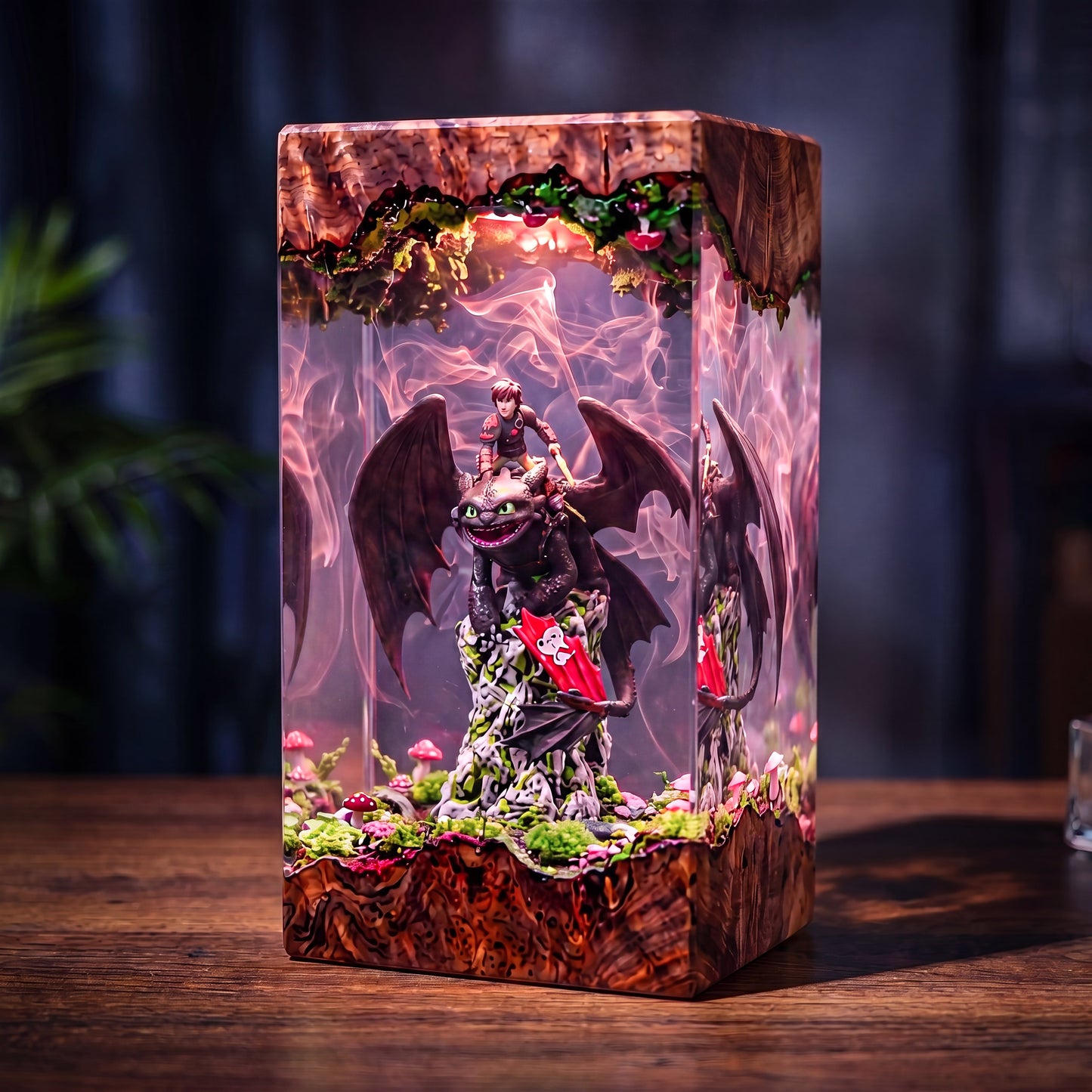 Hiccup and Toothless Resin Lamp
